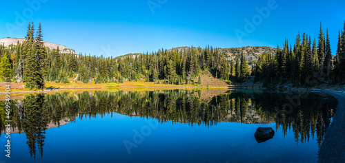 Scenic reflection from Shadow Lake in Mount Rainier National Park