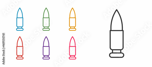 Set line Bullet icon isolated on white background. Set icons colorful. Vector