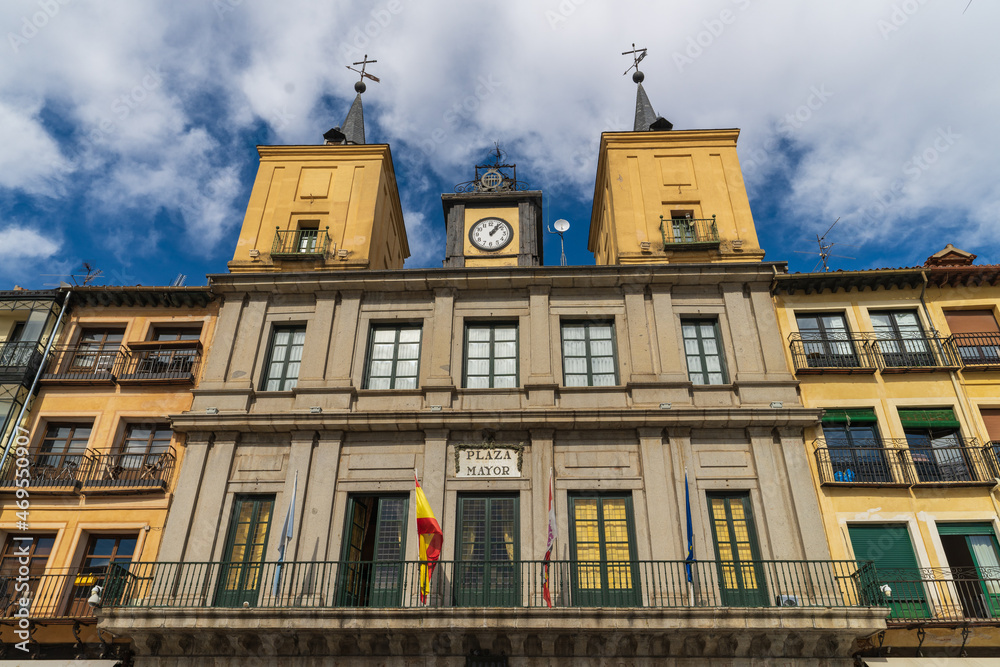 Facade of the Town Hall in the Plaza Mayor of Segovia in Spain 