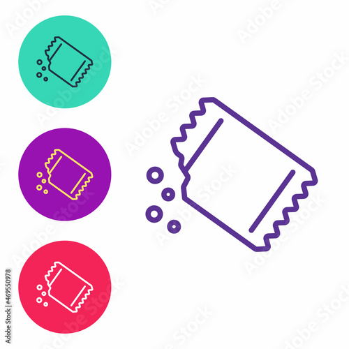 Set line Packet of pepper icon isolated on white background. Set icons colorful. Vector