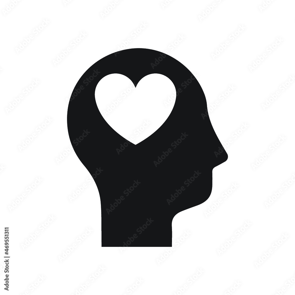head heart icon. Simple icon illustration elements of brain process icon head heart icon. Simple icon illustration elements of brain process icon