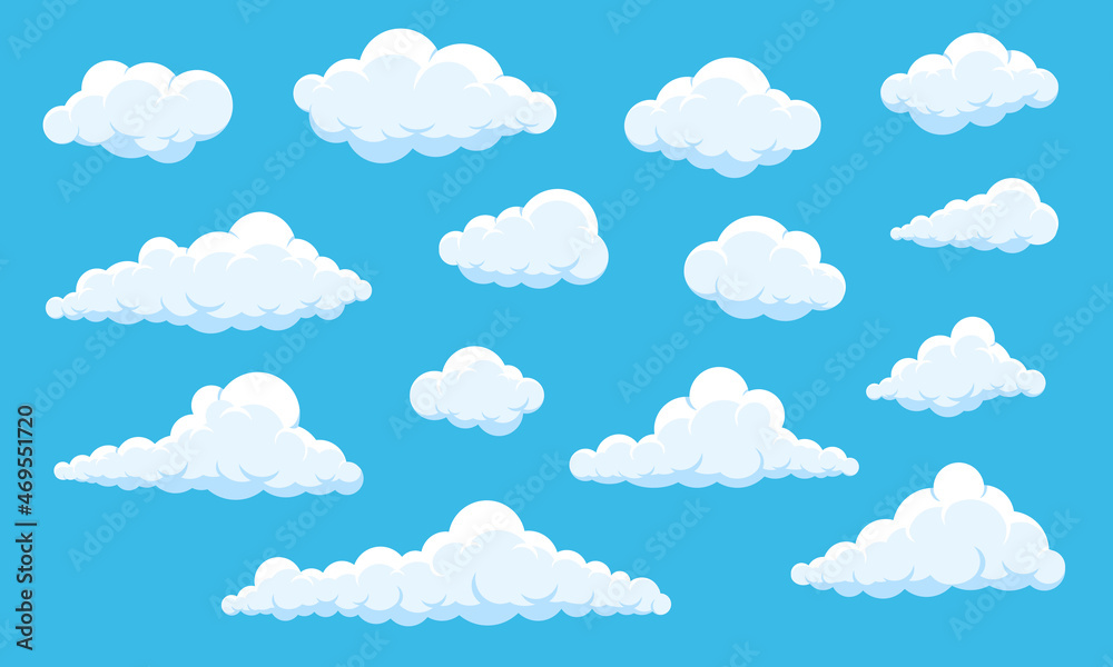 Set of clouds isolated on blue sky - obrazy, fototapety, plakaty 