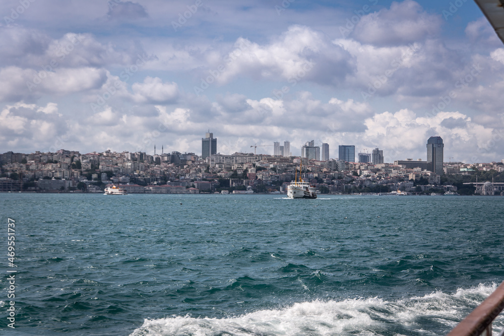 A Bosphorus ferry transporting people from Europe to Asia in Istanbul.