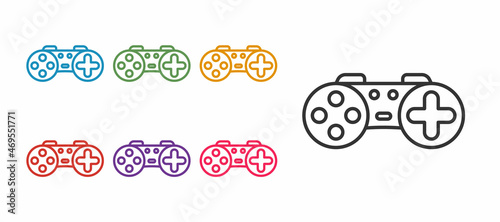 Set line Gamepad icon isolated on white background. Game controller. Set icons colorful. Vector