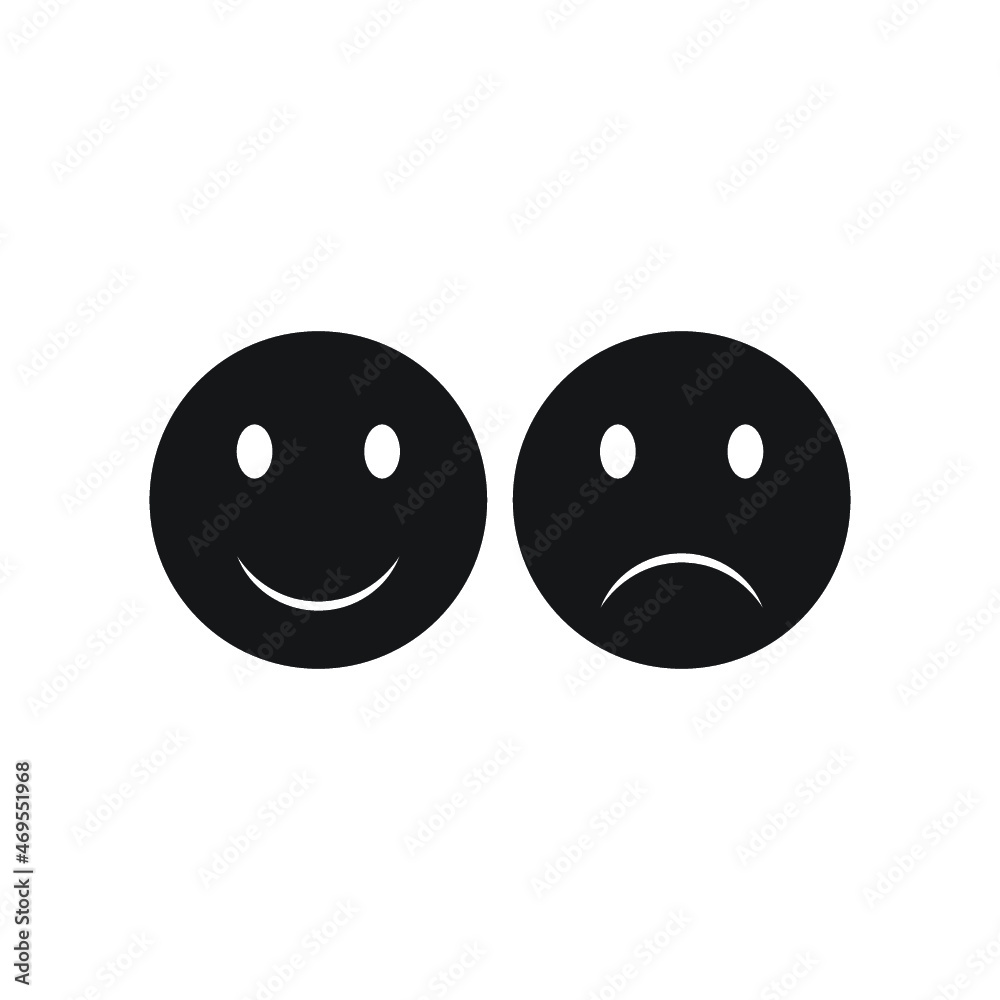 Fototapeta premium happy and sad face with smile icon