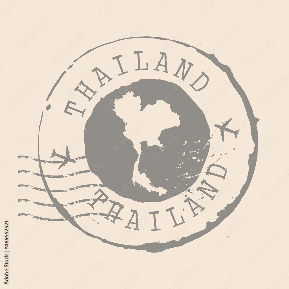 Thailand Stamp Postal. Map of Thailand Silhouette rubber Seal.  Design Retro Travel. Seal of Map Thailand grunge  for your web site design, app, UI.  EPS10.