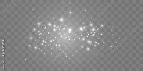 Glowing light effect with many glitter particles isolated on transparent background. Vector star cloud with dust. 