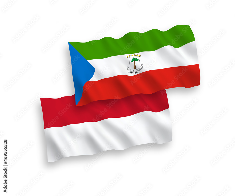 Flags of Indonesia and Republic of Equatorial Guinea on a white background Flags of Indonesia and Republic of Equatorial Guinea on a white background