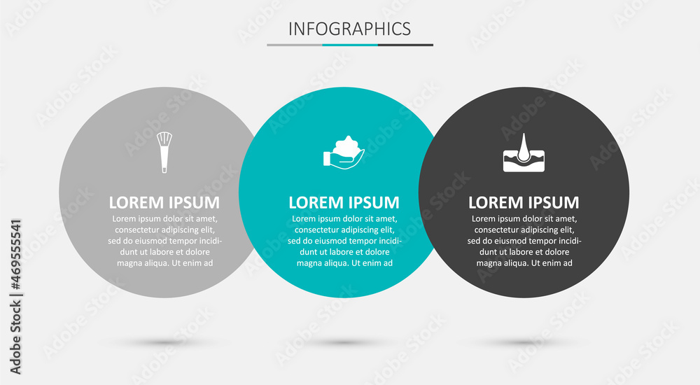 Fototapeta premium Set Shaving foam on hand, Makeup brush and Human hair follicle. Business infographic template. Vector