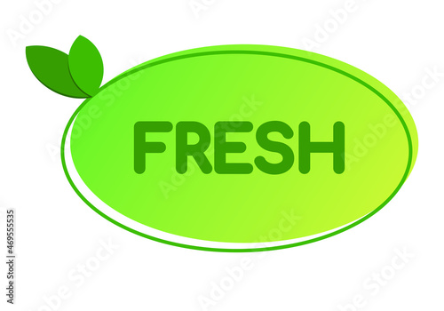 Vector emblem of a fresh product, also, vegetarian and natural product symbol with graphic elements of leaves 