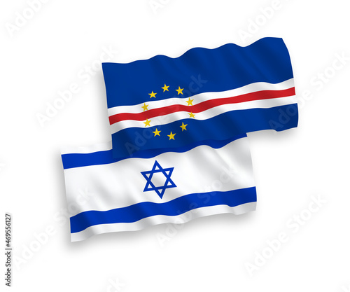Flags of Republic of Cabo Verde and Israel on a white background