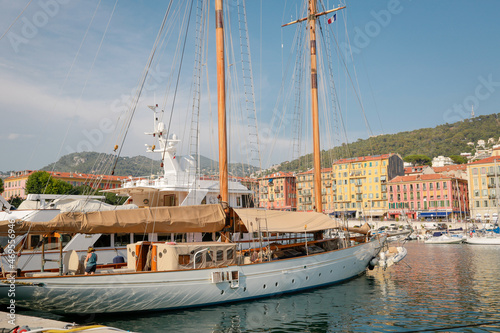 Nice marine, architecture views and wonderful bay sightseeing in summer, cote d'azur, france photo