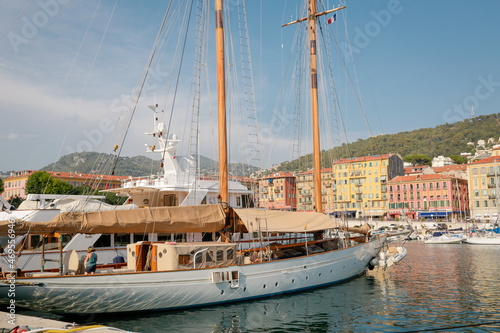 Vászonkép Nice marine, architecture views and wonderful bay sightseeing in summer, cote d'