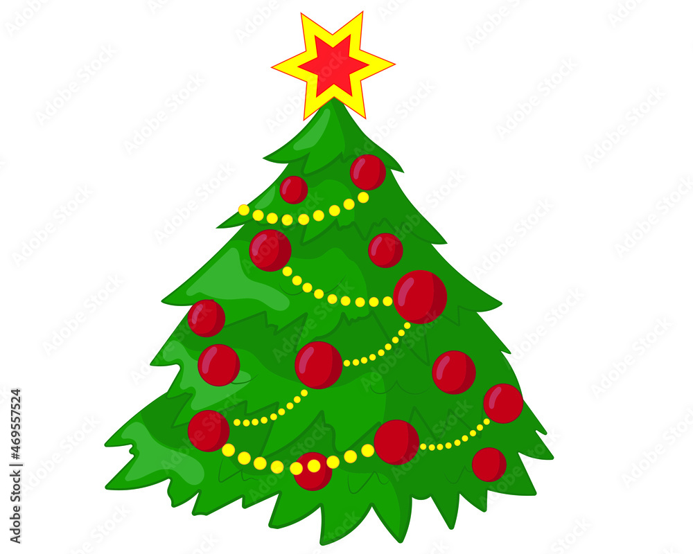 Christmas decorated tree isolated on a white background. Vector illustration. Christmas decorated tree isolated on a white background. Vector illustration.