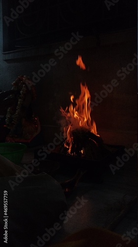 Fire in the fireplace
