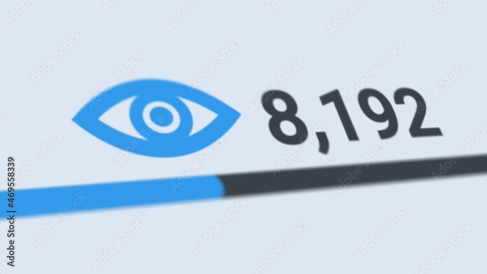 Viral Video Concept. Number Of Viewers Increasing Very Quick. Close Up 3D Camera View With Motion And Shallow Depth Of Field