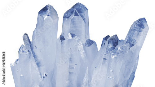 isolated light blue colored natural mountain crystals