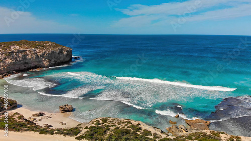 Pennington Bay is a wonderful beach in Kangaroo Island, South Australia. Aerial view from drone © jovannig