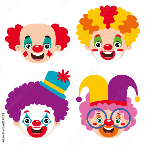 Cartoon Drawing Of Clown Heads