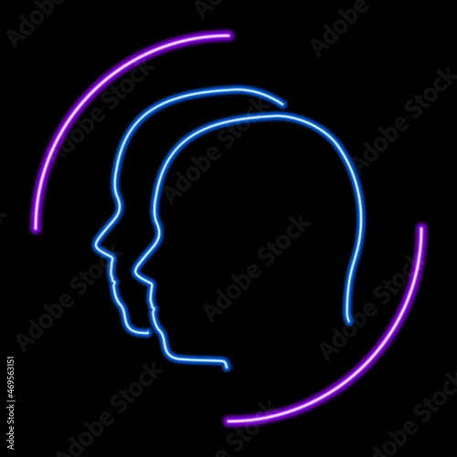 Gemini zodiac sign neon, modern glowing banner design, colorful trend of modern design on black background. Vector illustration.