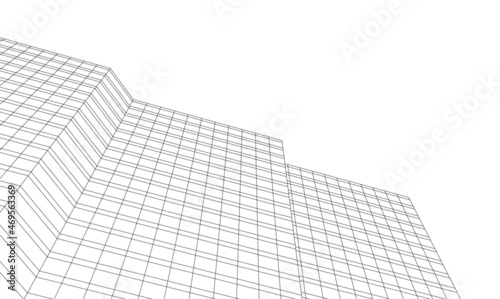 Abstract buildings architectural drawing 3d illustration