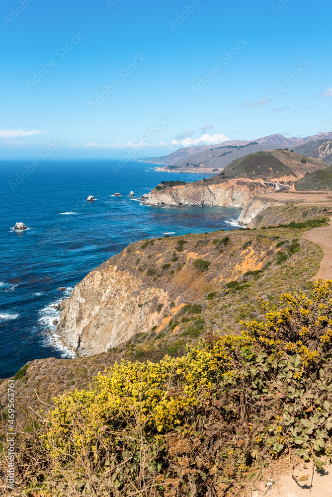 Scenic pacific coast at the Big Sur Highway No 1 in California