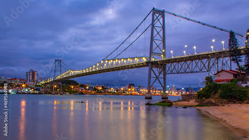 bridge lights reflecting in the sea in Florianópolis Santa Catarina, Brazil Florianopolis Hercílio Luz