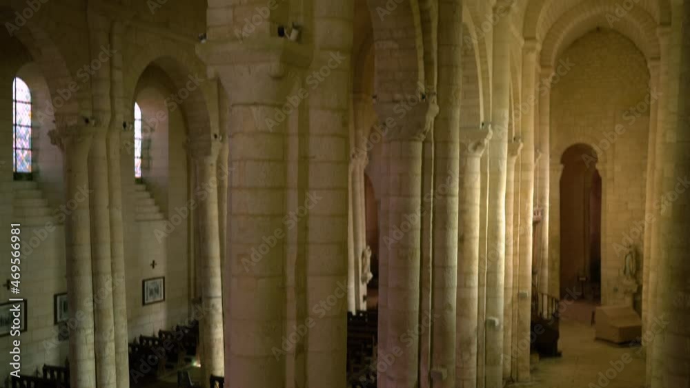 Pillars inside the church of Nieul-sur-L'Autise in France