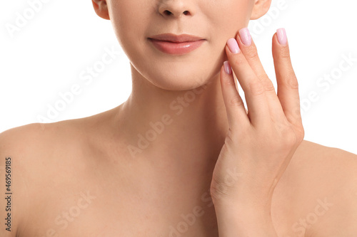 Beautiful woman with hand n...