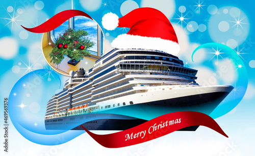 Tablou canvas Christmas cruise and travel vacation concept