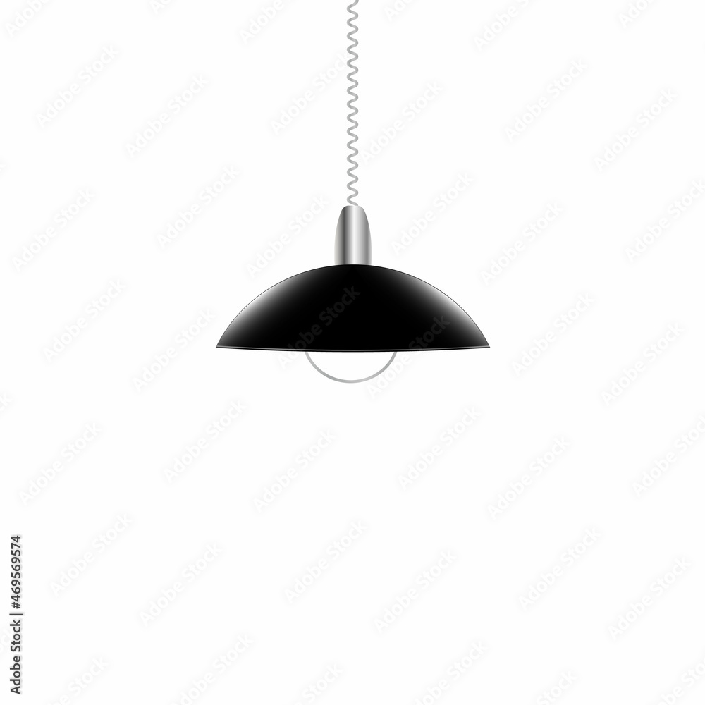 Retro pendant lamp in black design, vector