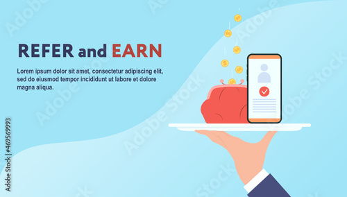 Refer and earn. Vector illustration with copy space.