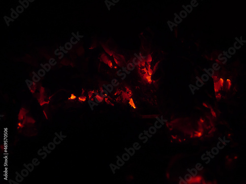 fading birch coals in the oven
