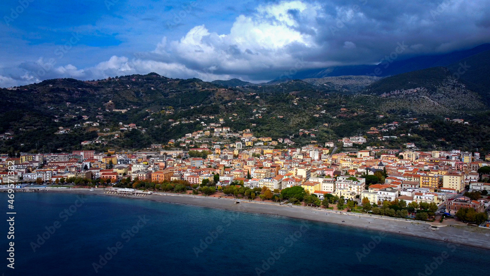 The beautiful village of Sapri at the Italian west coast - aerial view - travel photography