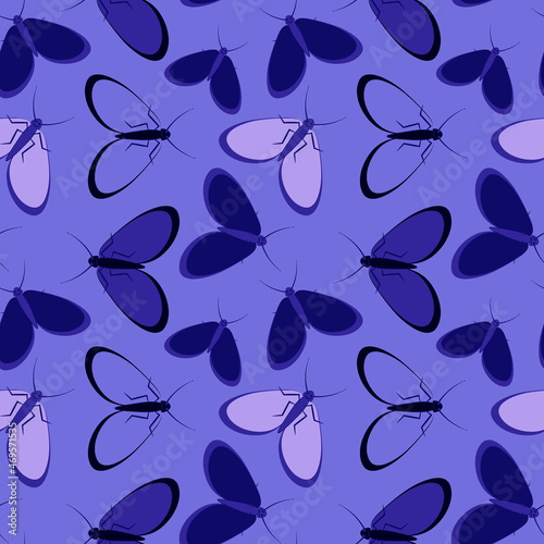 Seamless pattern - stylized moths - graphics. Summer, insects, unbearable ease of life. Wallpapers, textiles, packaging