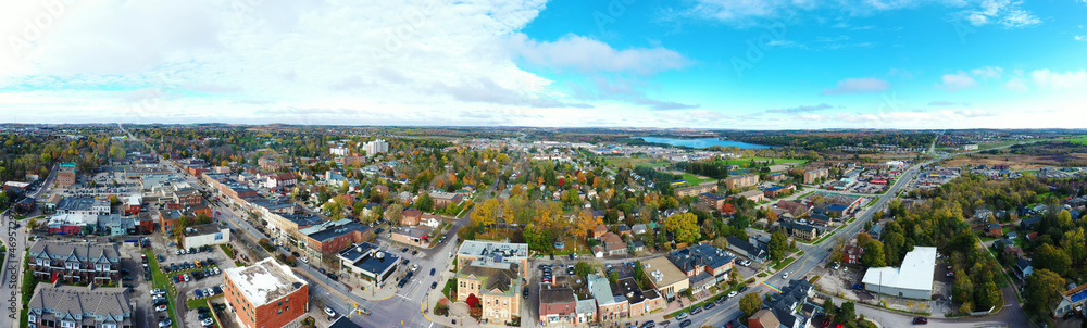 Aerial panorama view of Orangeville, Ontario, Canada