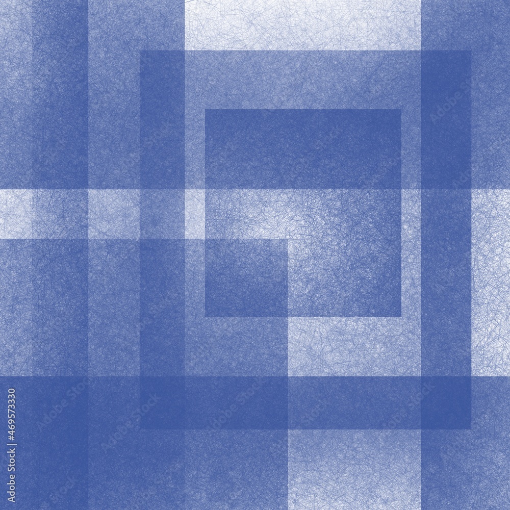 Fototapeta premium Blue background with blur, gradient and grunge texture. Geometric pattern of rectangles, squares and straight stripes. Checkered texture for graphic design. Space for conceptual and creative ideas. 