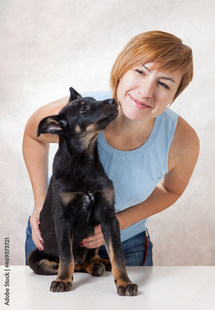 Girl and puppy Girl and puppy