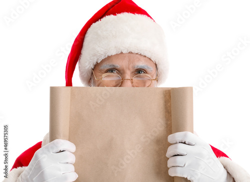 Santa Claus with empty lett...