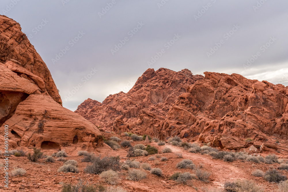 Magnificent red colored rock in the Valley of Fire, Nevada