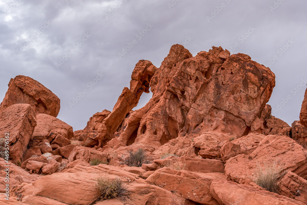 The Elephant Rock, a scenic formation in the Valley of Fire State Park, Nevada The Elephant Rock, a scenic formation in the Valley of Fire State Park, Nevada