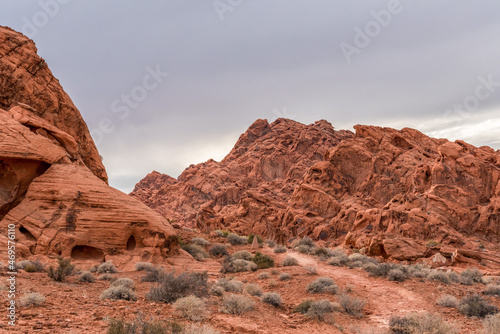 Magnificent red colored rock in the Valley of Fire  Nevada