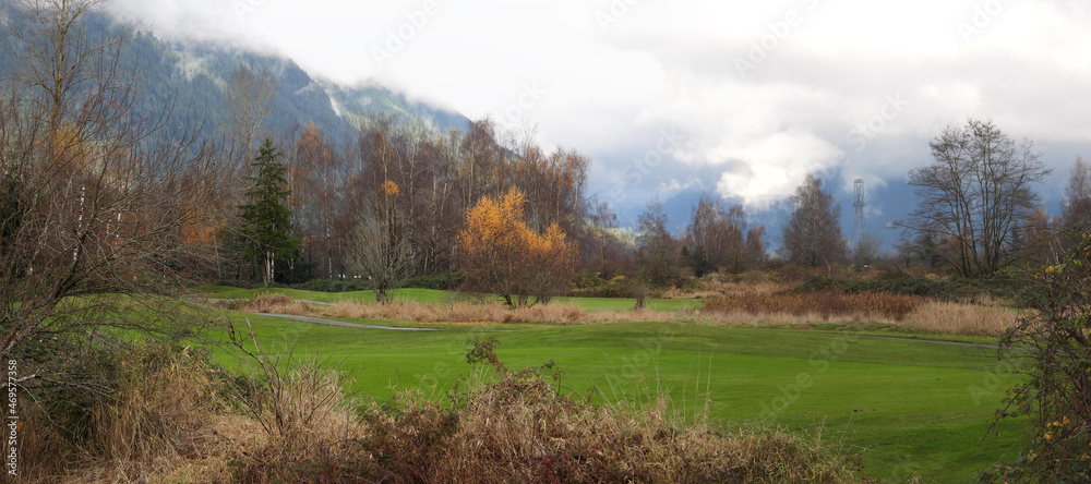 Autumn scenery on the golf course