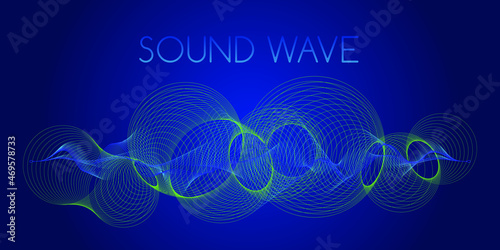 Abstract sound waves of many lines isolated on dark blue backround. Creative vector line art.  