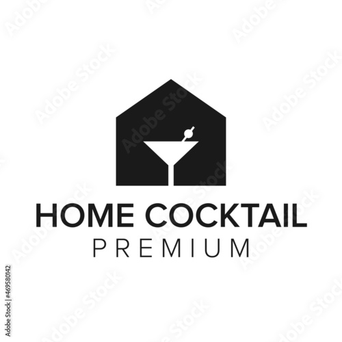 home cocktail logo icon vector template