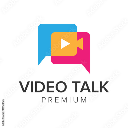 video talk logo icon vector template