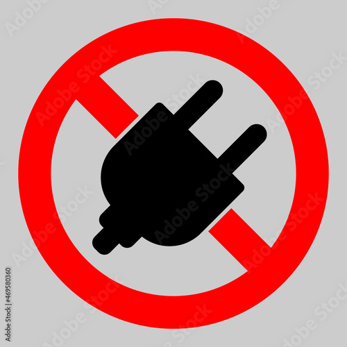 Forbid electrical plugin vector icon. An isolated flat icon illustration of forbid electrical plugin with nobody.