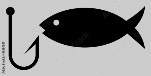 Fishing vector icon. An isolated flat icon illustration of fishing with nobody. photo