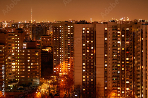 Russia, Moscow, October 27, 2021: Night Moscow, Russia. Altufevo area.