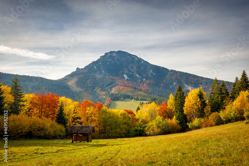 Autumn landscape with The Velky Choc hill in north Slovakia, Europe. photo